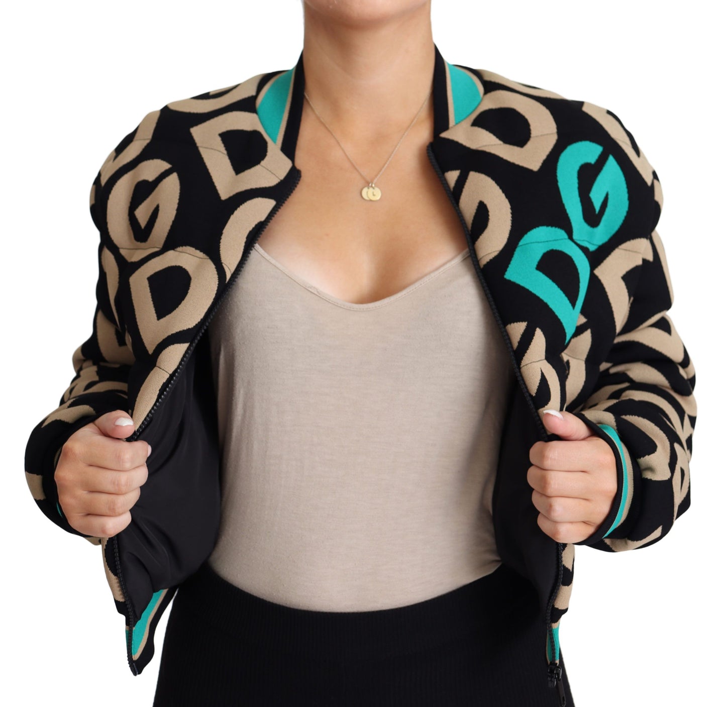 Multicolour DG Logo Print Quilted Bomber Jacket