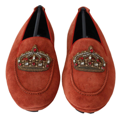 Orange Leather Crystal Crown Loafers Shoes designed by Dolce & Gabbana available from Moon Behind The Hill 's Shoes > Mens range