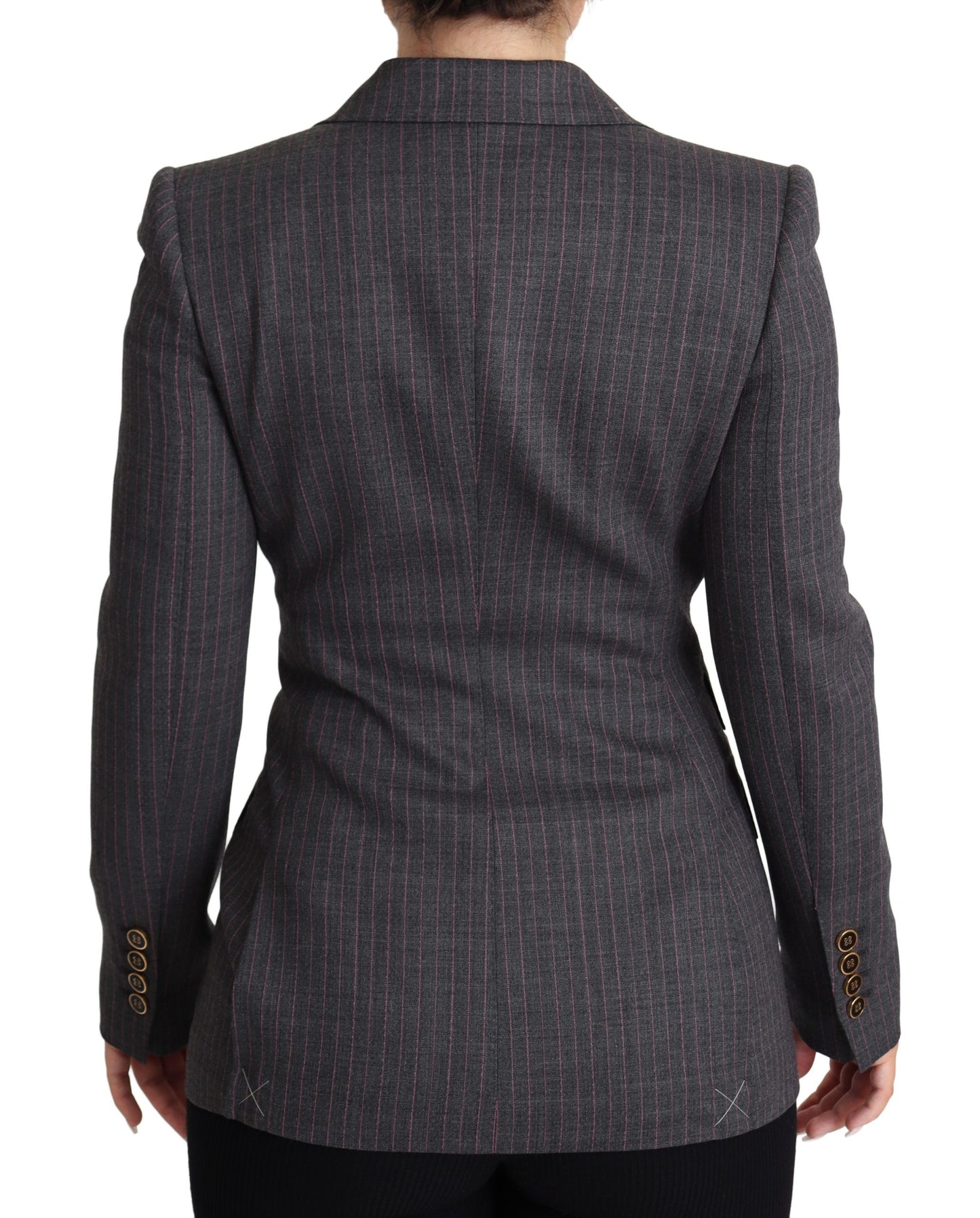 Grey Single Breasted Fitted Blazer Wool Jacket