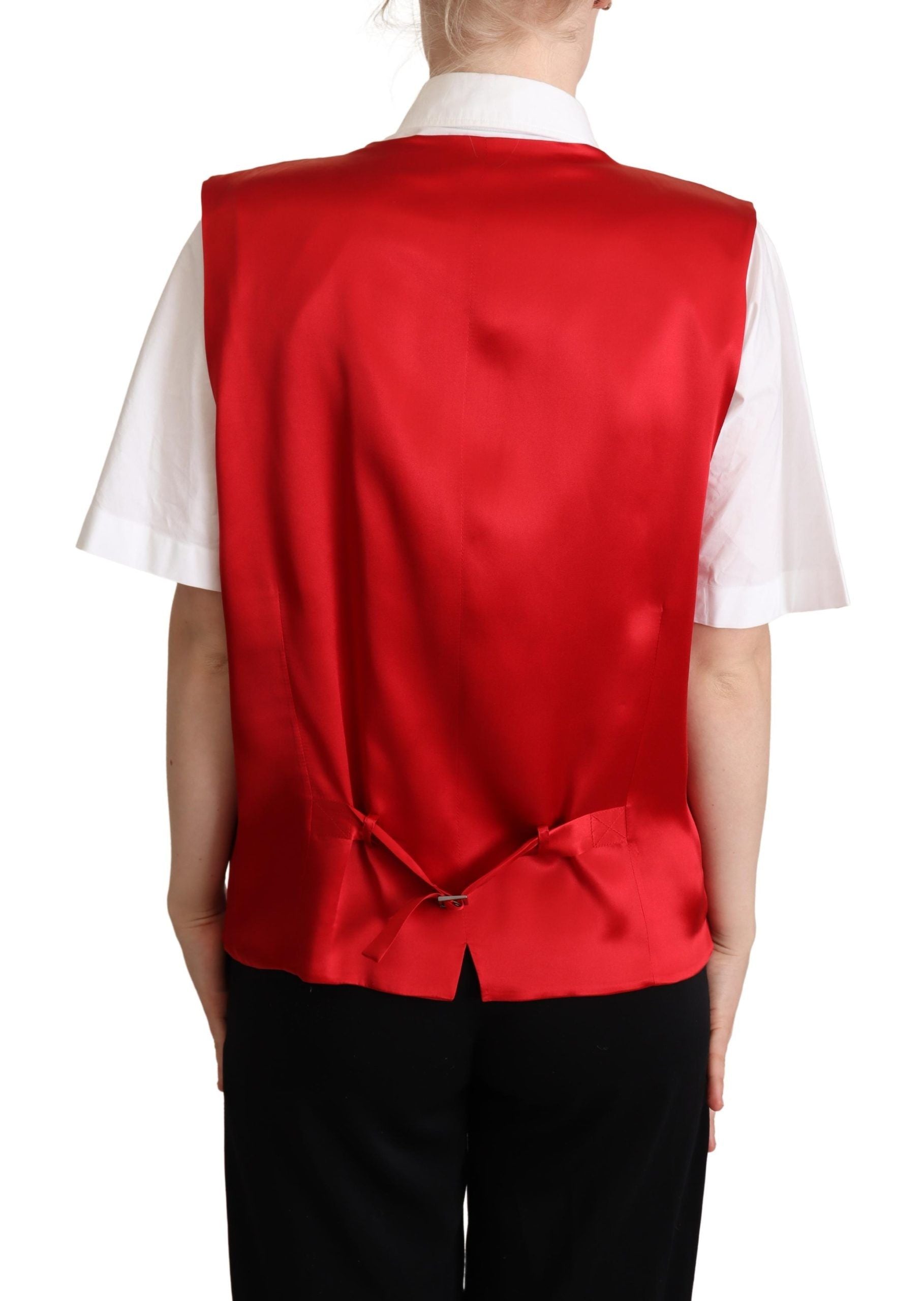 Dolce & Gabbana Red Virgin Wool Sleeveless Waistcoat Vest - Designed by Dolce & Gabbana Available to Buy at a Discounted Price on Moon Behind The Hill Online Designer Discount Store