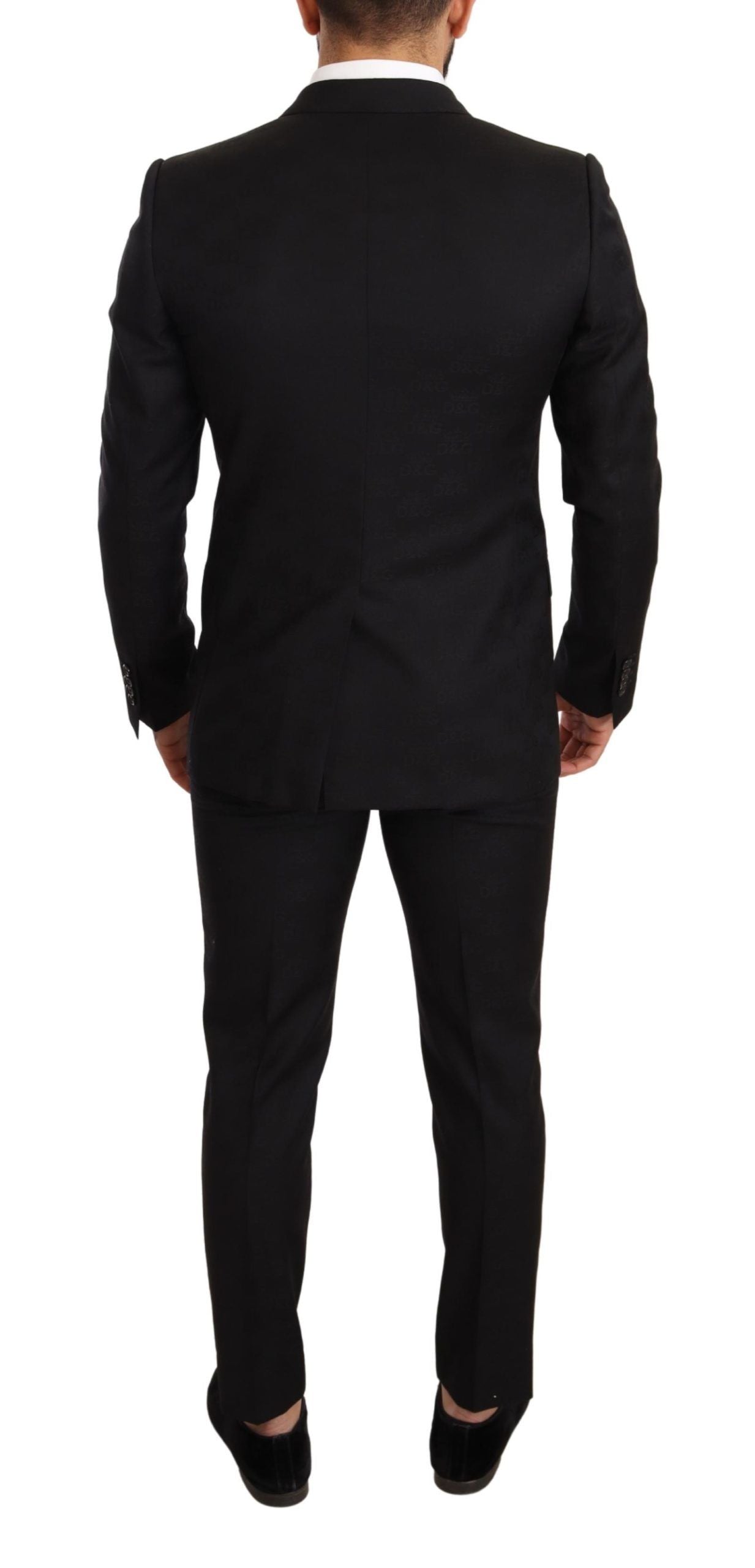 Dolce & Gabbana Men's Black Logo Wool Slim Fit 2 Piece MARTINI Suit - Designed by Dolce & Gabbana Available to Buy at a Discounted Price on Moon Behind The Hill Online Designer Discount Store
