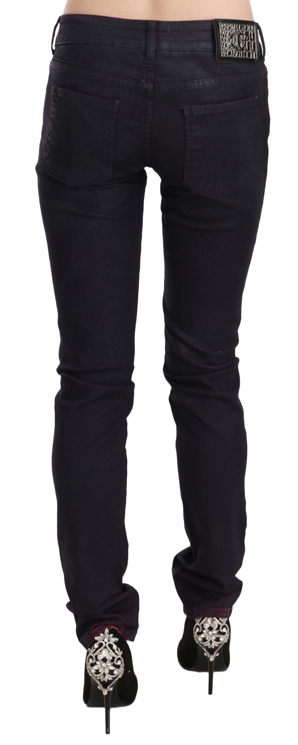 Black Cotton Low Waist Skinny Denim Pants - Designed by Just Cavalli Available to Buy at a Discounted Price on Moon Behind The Hill Online Designer Discount Store