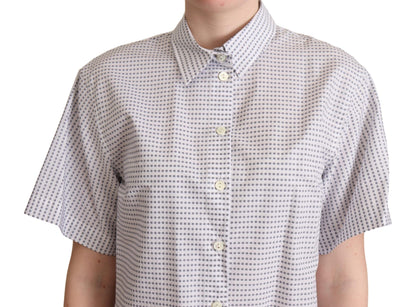 White Polka Dots Collared Blouse Shirt