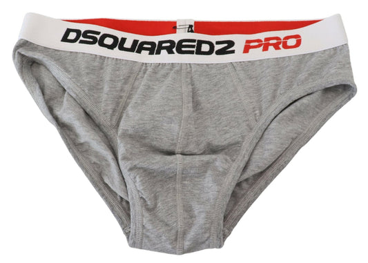Gray Logo Cotton Stretch Men Brief PRO Underwear - Designed by Dsquared² Available to Buy at a Discounted Price on Moon Behind The Hill Online Designer Discount Store