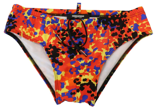 Dsquared² Multicolor Logo Printed Men Swim Brief Swimwear