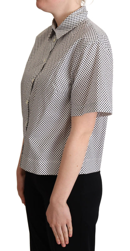 Black Polka Dot Collared Shirt White - Designed by Dolce & Gabbana Available to Buy at a Discounted Price on Moon Behind The Hill Online Designer Discount Store