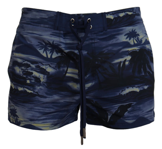 Blue Tropical Wave Design Beachwear Shorts Swimwear - Designed by Dsquared² Available to Buy at a Discounted Price on Moon Behind The Hill Online Designer Discount Store