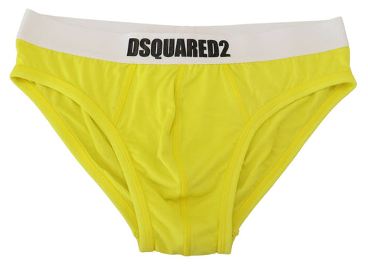 Dsquared² Yellow White Logo Modal Stretch Men Brief Underwear