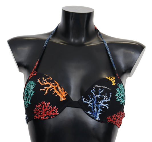 Black Corals Print Women Beachwear Bikini Tops - Designed by Dolce & Gabbana Available to Buy at a Discounted Price on Moon Behind The Hill Online Designer Discount Store