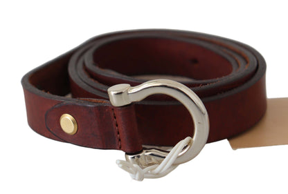 Brown Leather Luxury Slim Buckle Belt - Designed by John Galliano Available to Buy at a Discounted Price on Moon Behind The Hill Online Designer Discount Store