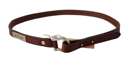 Brown Leather Luxury Slim Buckle Belt - Designed by John Galliano Available to Buy at a Discounted Price on Moon Behind The Hill Online Designer Discount Store