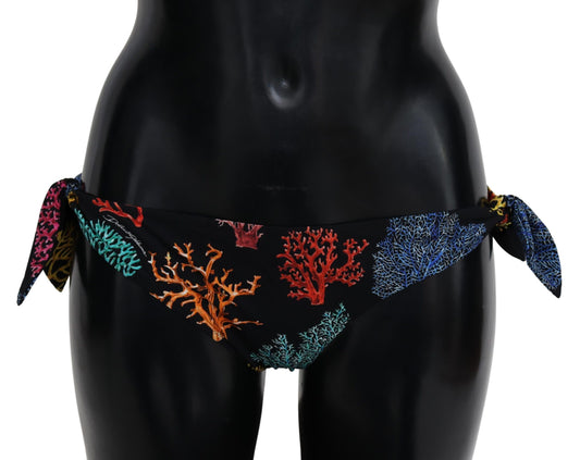 Black Coral Print Swimwear Beachwear Bikini Bottom - Designed by Dolce & Gabbana Available to Buy at a Discounted Price on Moon Behind The Hill Online Designer Discount Store