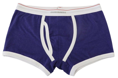 Blue White Logo Cotton Stretch Men Trunk Underwear - Designed by Dsquared² Available to Buy at a Discounted Price on Moon Behind The Hill Online Designer Discount Store