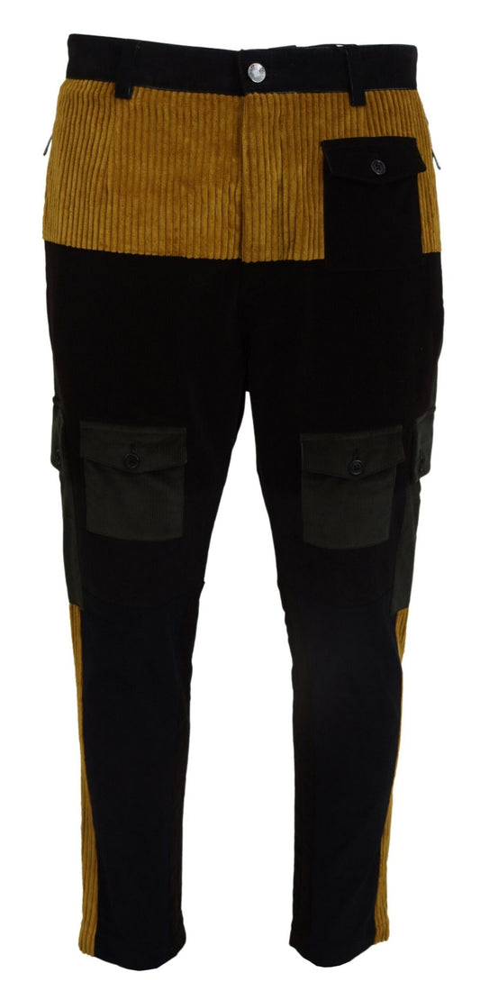 Dolce & Gabbana Black Yellow Cotton Men Pants - Designed by Dolce & Gabbana Available to Buy at a Discounted Price on Moon Behind The Hill Online Designer Discount Store