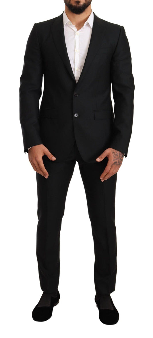 Dolce & Gabbana Men's Black Wool Slim 2 Piece Set MARTINI Suit - Designed by Dolce & Gabbana Available to Buy at a Discounted Price on Moon Behind The Hill Online Designer Discount Store