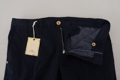 Domenico Tagliente Dark Blue Cotton Skinny Men Pants - Designed by Domenico Tagliente Available to Buy at a Discounted Price on Moon Behind The Hill Online Designer Discount Store