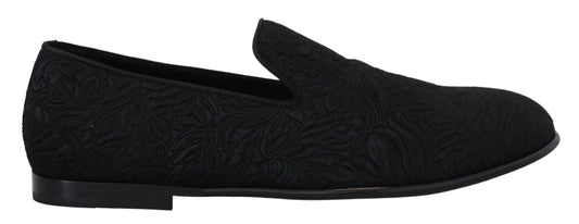 Dolce & Gabbana Black Floral Jacquard Slippers Loafers Shoes - Designed by Dolce & Gabbana Available to Buy at a Discounted Price on Moon Behind The Hill Online Designer Discount Store