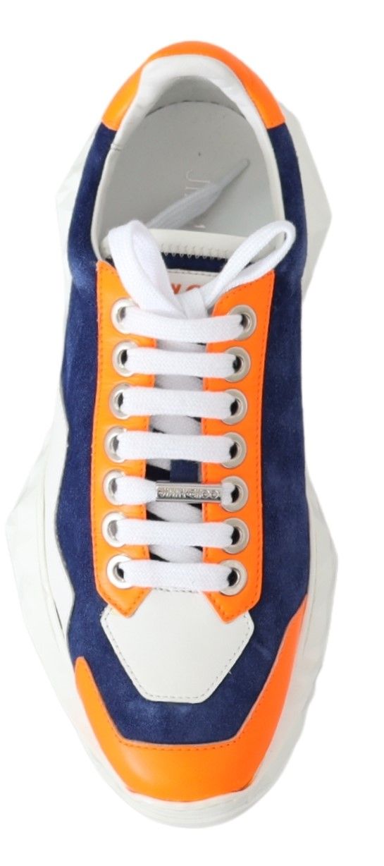 Diamond Blue Orange Leather Sneaker - Designed by Jimmy Choo Available to Buy at a Discounted Price on Moon Behind The Hill Online Designer Discount Store
