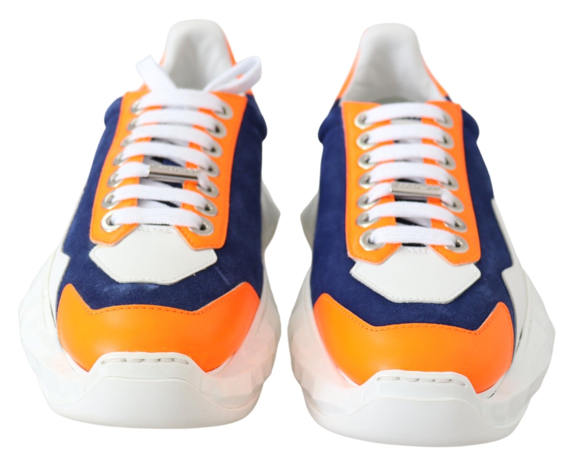 Diamond Blue Orange Leather Sneaker - Designed by Jimmy Choo Available to Buy at a Discounted Price on Moon Behind The Hill Online Designer Discount Store
