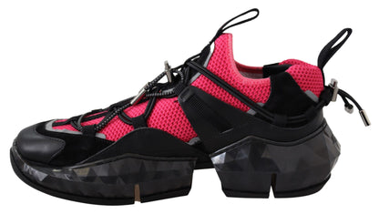 Jimmy Choo Diamond Black Pink Leather Sneaker - Designed by Jimmy Choo Available to Buy at a Discounted Price on Moon Behind The Hill Online Designer Discount Store