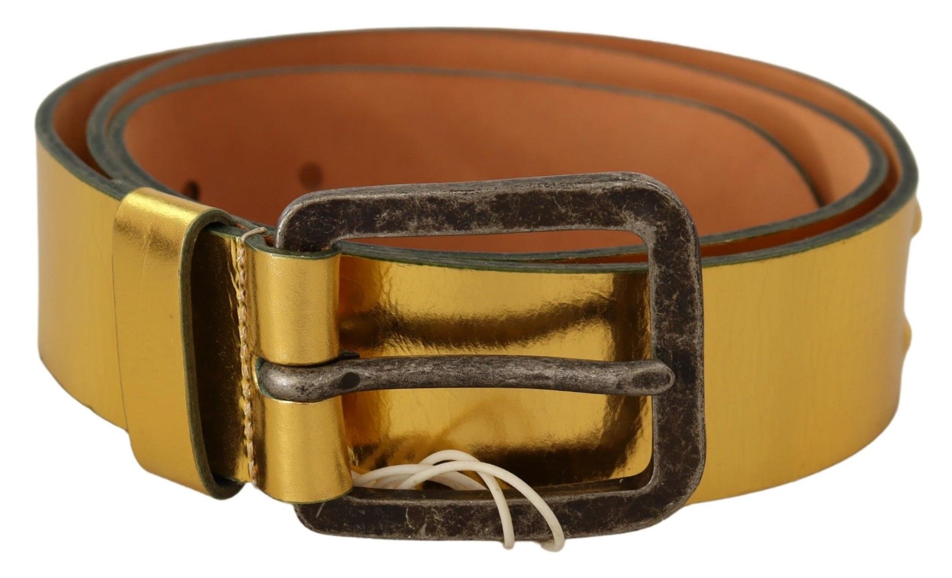 Gold Genuine Leather Rustic Silver Buckle Waist Belt - Designed by John Galliano Available to Buy at a Discounted Price on Moon Behind The Hill Online Designer Discount Store