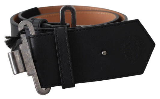 Black Leather Vintage Military Buckle Waist  Belt - Designed by Ermanno Scervino Available to Buy at a Discounted Price on Moon Behind The Hill Online Designer Discount Store