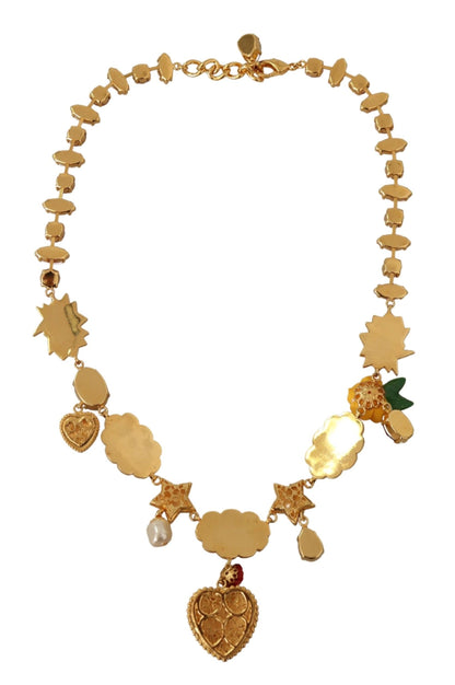 Gold Cartoon Love Star Boom Crystals Chain Necklace - Designed by Dolce & Gabbana Available to Buy at a Discounted Price on Moon Behind The Hill Online Designer Discount Store