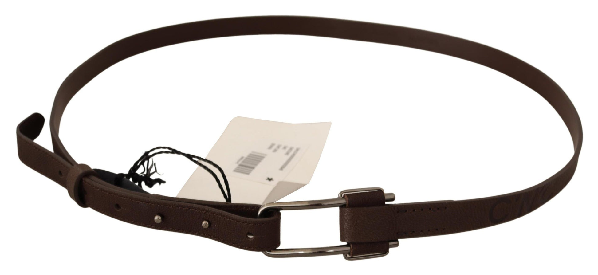 Brown WX Silver Metal Buckle Belt - Designed by Costume National Available to Buy at a Discounted Price on Moon Behind The Hill Online Designer Discount Store