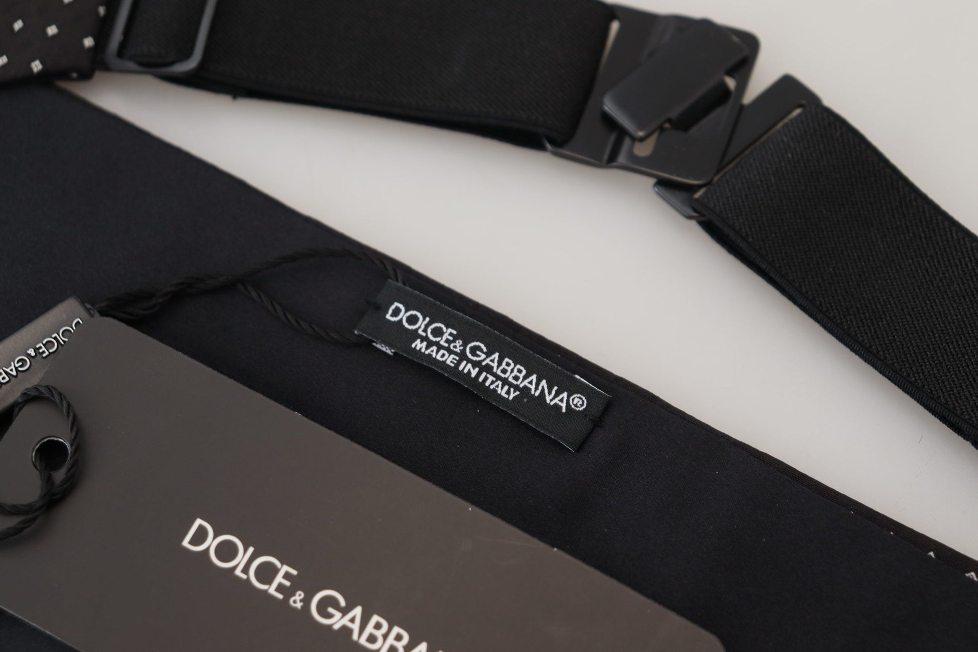 Black Polka Dot Wide Waist Men Belt Cummerband - Designed by Dolce & Gabbana Available to Buy at a Discounted Price on Moon Behind The Hill Online Designer Discount Store