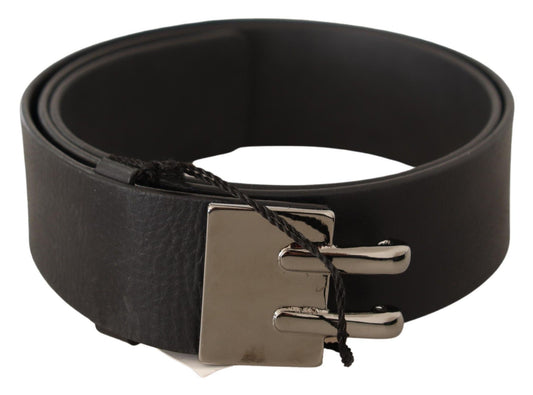Black Leather Silver Buckle Waist Belt - Designed by Costume National Available to Buy at a Discounted Price on Moon Behind The Hill Online Designer Discount Store