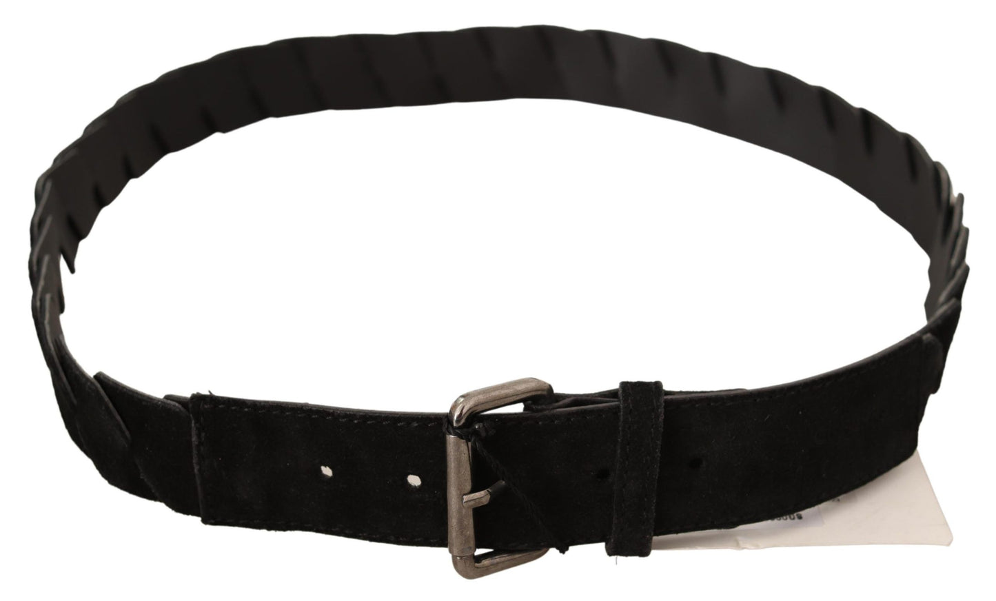 Black WX Silver Tone Buckle Waist Belt - Designed by GF Ferre Available to Buy at a Discounted Price on Moon Behind The Hill Online Designer Discount Store