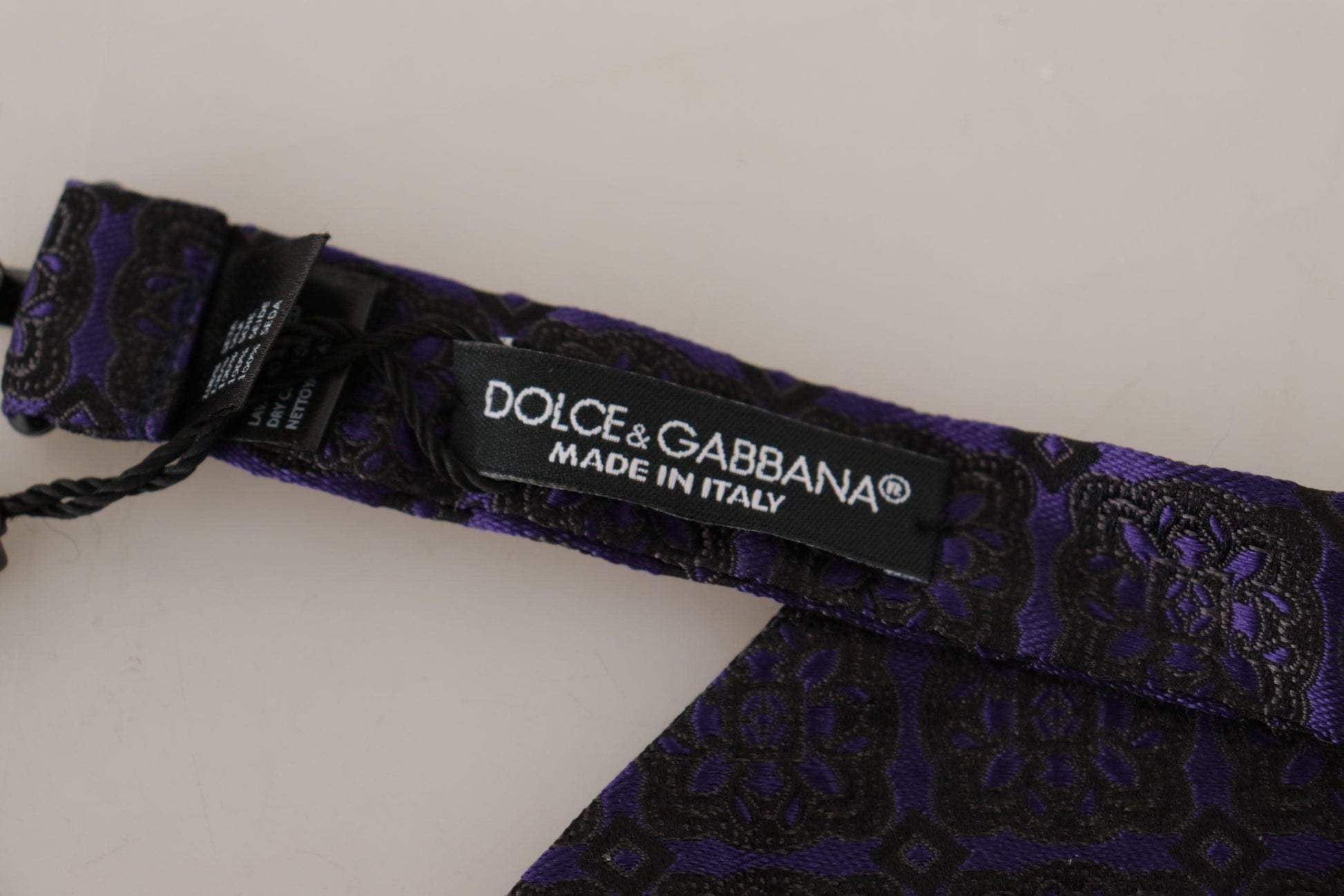 Dolce & Gabbana Blue Geometric Silk Adjustable Neck Papillon Tie - Designed by Dolce & Gabbana Available to Buy at a Discounted Price on Moon Behind The Hill Online Designer Discount Store