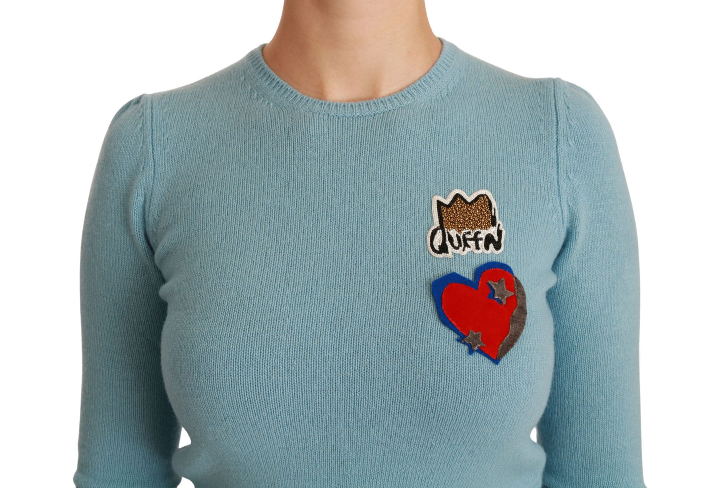 Blue Wool Queen Heart Pullover Sweater - Designed by Dolce & Gabbana Available to Buy at a Discounted Price on Moon Behind The Hill Online Designer Discount Store