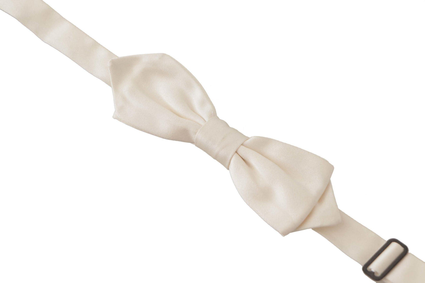 Dolce & Gabbana White Solid Silk Adjustable Neck Papillon Tie - Designed by Dolce & Gabbana Available to Buy at a Discounted Price on Moon Behind The Hill Online Designer Discount Store