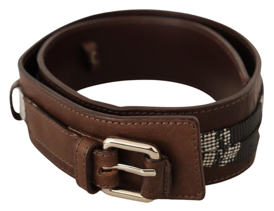Brown Leather Silver Buckle Belt - Designed by Costume National Available to Buy at a Discounted Price on Moon Behind The Hill Online Designer Discount Store