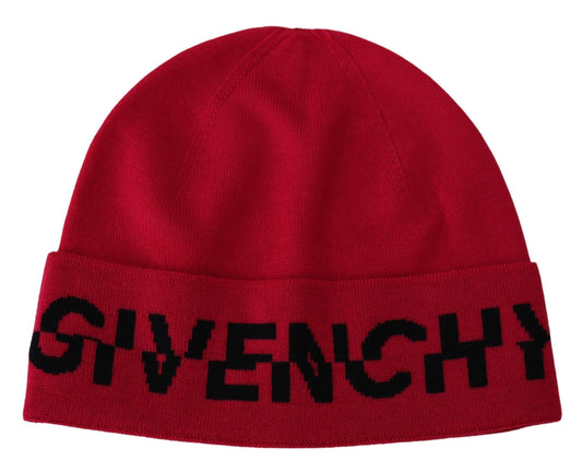 Givenchy Red Wool Beanie Unisex Men Women Beanie Hat - Designed by Givenchy Available to Buy at a Discounted Price on Moon Behind The Hill Online Designer Discount Store