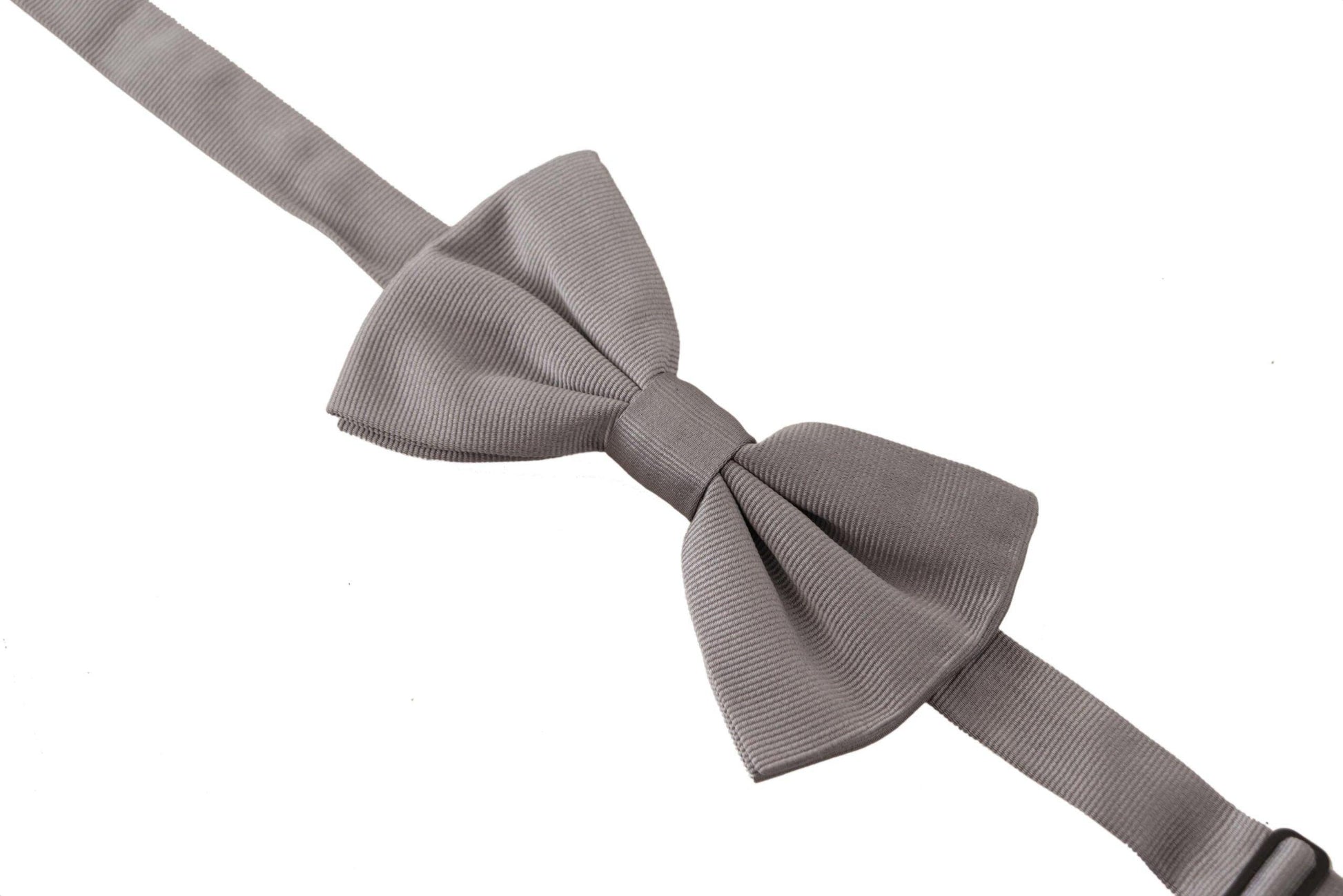 Dolce & Gabbana Gray 100% Silk Adjustable Neck Papillon Tie - Designed by Dolce & Gabbana Available to Buy at a Discounted Price on Moon Behind The Hill Online Designer Discount Store