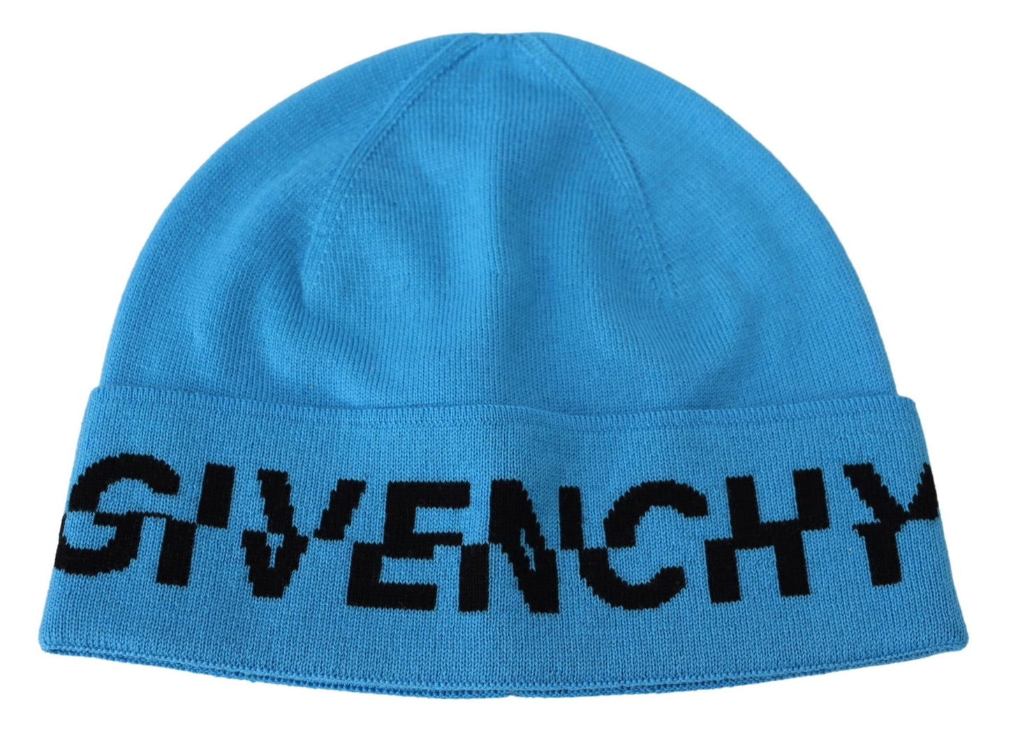 Givenchy Blue Wool Hat Logo Winter Warm Beanie Unisex Hat - Designed by Givenchy Available to Buy at a Discounted Price on Moon Behind The Hill Online Designer Discount Store