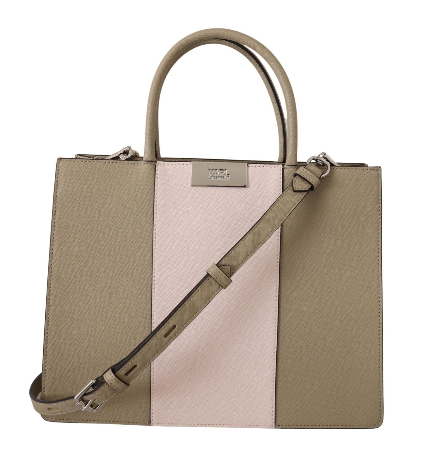 Karl Lagerfeld Sage Green Polyurethane Tote Shoulder Bag - Designed by Karl Lagerfeld Available to Buy at a Discounted Price on Moon Behind The Hill Online Designer Discount Store