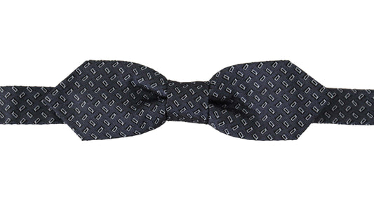 Dolce & Gabbana Blue Gray Polka Dot 100% Silk Neck Papillon Tie - Designed by Dolce & Gabbana Available to Buy at a Discounted Price on Moon Behind The Hill Online Designer Discount Store