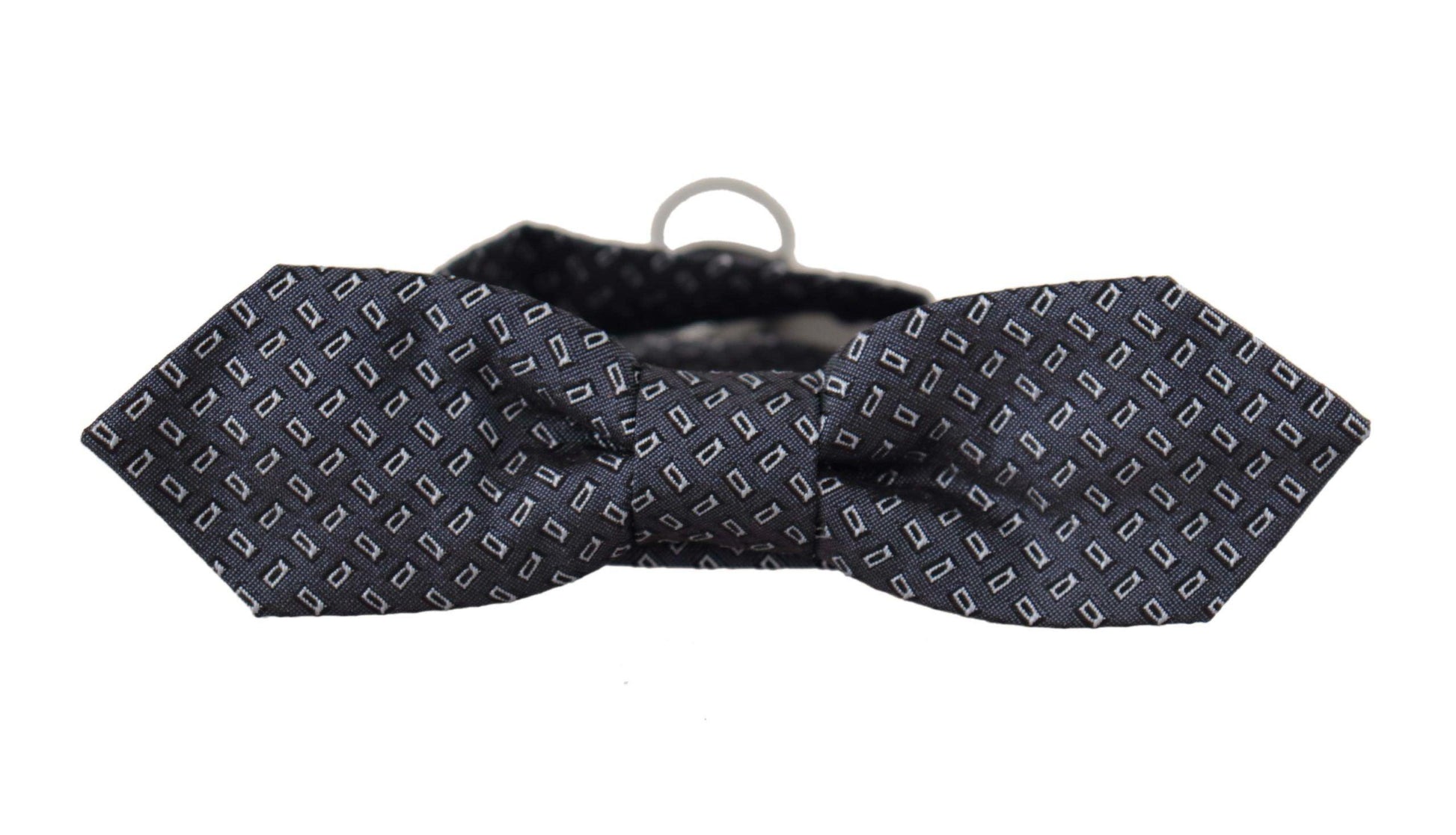 Dolce & Gabbana Blue Gray Polka Dot 100% Silk Neck Papillon Tie - Designed by Dolce & Gabbana Available to Buy at a Discounted Price on Moon Behind The Hill Online Designer Discount Store