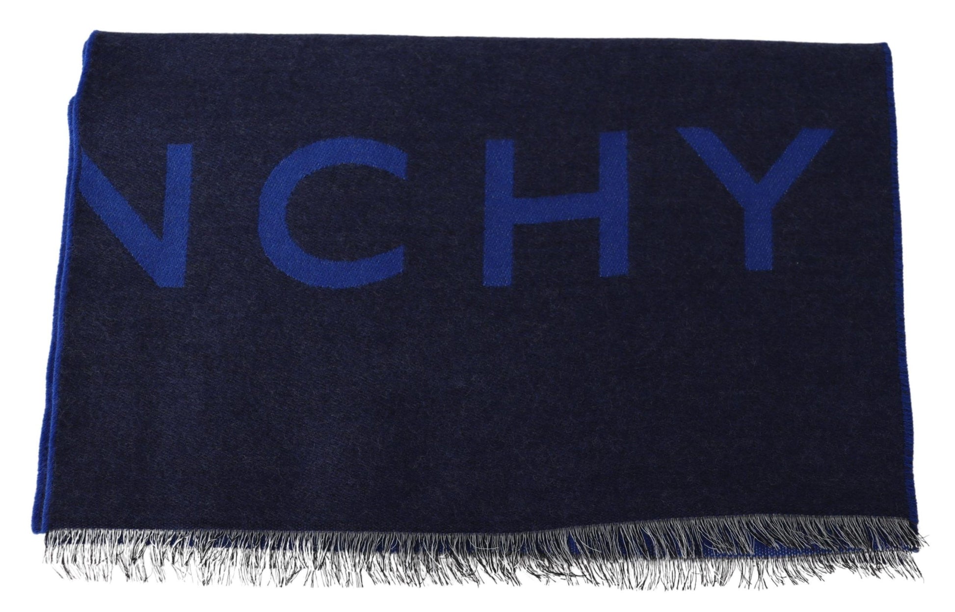 Givenchy Blue Wool Unisex Winter Warm Scarf Wrap Shawl - Designed by Givenchy Available to Buy at a Discounted Price on Moon Behind The Hill Online Designer Discount Store