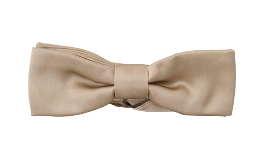 Dolce & Gabbana Gold Solid 100% Silk Adjustable Neck Papillon Tie - Designed by Dolce & Gabbana Available to Buy at a Discounted Price on Moon Behind The Hill Online Designer Discount Store