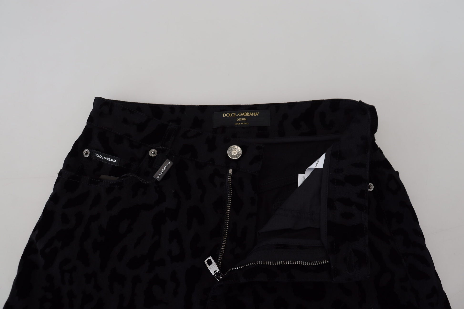 Black Denim Cotton Stretch Hot Pants Shorts - Designed by Dolce & Gabbana Available to Buy at a Discounted Price on Moon Behind The Hill Online Designer Discount Store