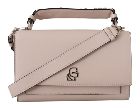 Karl Lagerfeld Light Pink Leather Shoulder Bag - Designed by Karl Lagerfeld Available to Buy at a Discounted Price on Moon Behind The Hill Online Designer Discount Store