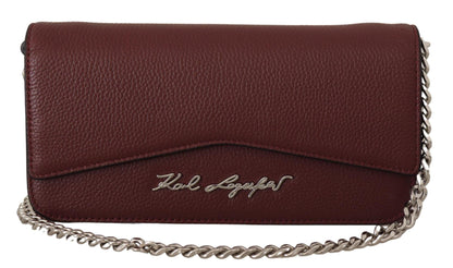 Karl Lagerfeld Wine Leather Evening Clutch Bag - Designed by Karl Lagerfeld Available to Buy at a Discounted Price on Moon Behind The Hill Online Designer Discount Store
