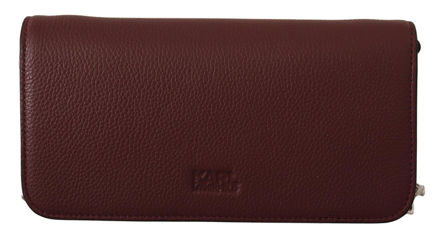 Karl Lagerfeld Wine Leather Evening Clutch Bag - Designed by Karl Lagerfeld Available to Buy at a Discounted Price on Moon Behind The Hill Online Designer Discount Store
