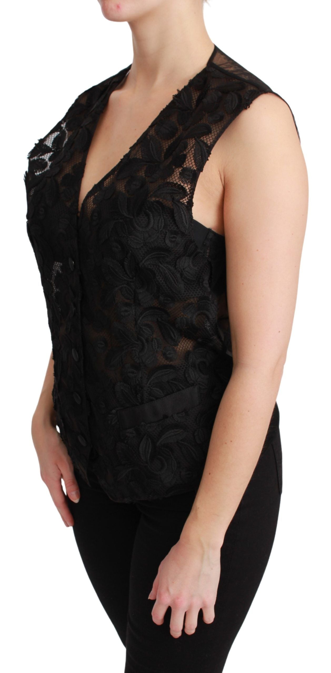 Dolce & Gabbana Ladies' Black Floral Brocade Top Gilet Waistcoat - Designed by Dolce & Gabbana Available to Buy at a Discounted Price on Moon Behind The Hill Online Designer Discount Store