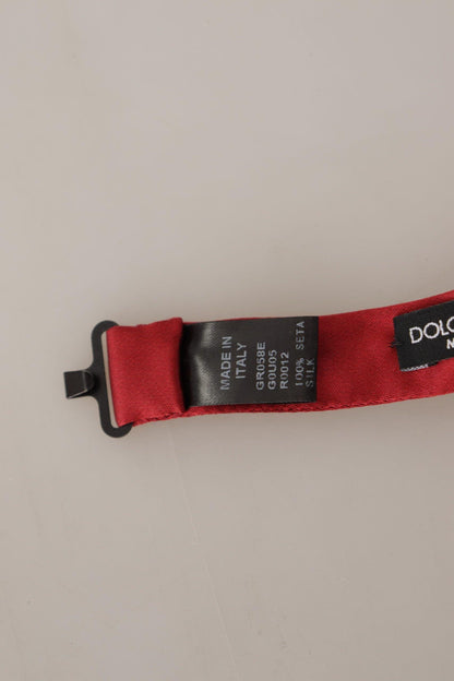 Dolce & Gabbana Red 100% Silk Slim Adjustable Neck Papillon Bow Tie - Designed by Dolce & Gabbana Available to Buy at a Discounted Price on Moon Behind The Hill Online Designer Discount Store
