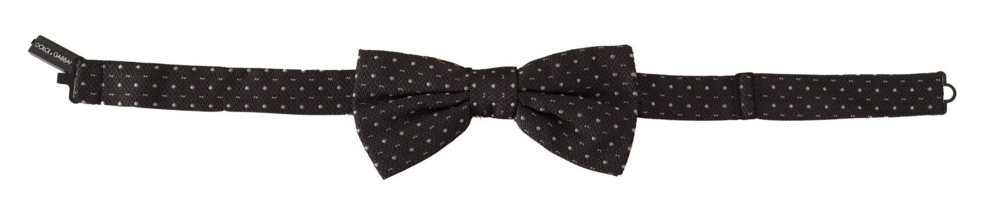 Dolce & Gabbana Gray Polka Dot 100% Silk Neck Papillon Tie - Designed by Dolce & Gabbana Available to Buy at a Discounted Price on Moon Behind The Hill Online Designer Discount Store